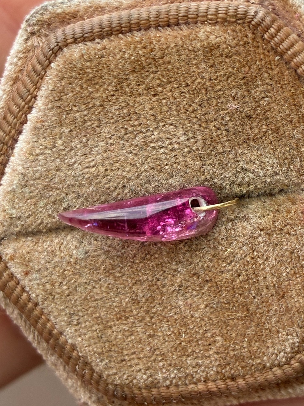 Solid 14k gold hand carved tourmaline pendant